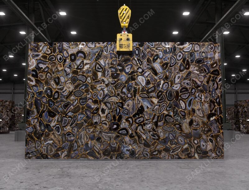 Black Agate Golden Fill