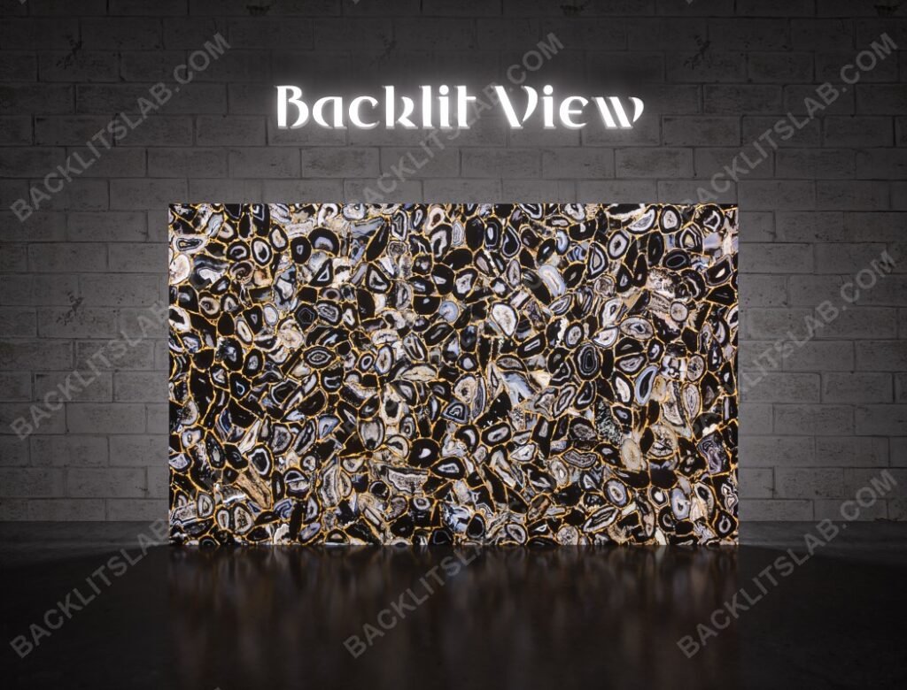 Black Agate Golden Fill