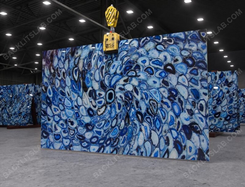 Blue Agate Spiral Backlit Slab