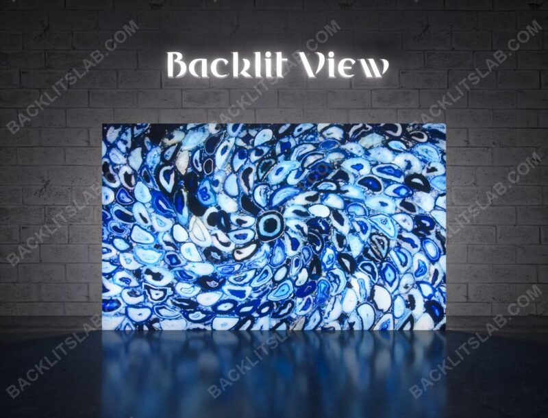 Blue Agate Spiral Backlit Slab