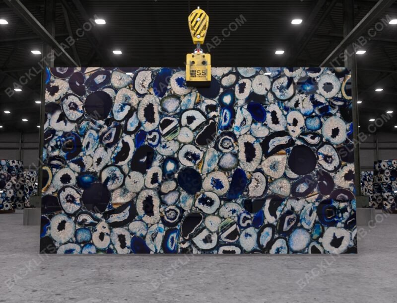 Ice Blue Crystal Agate Slab