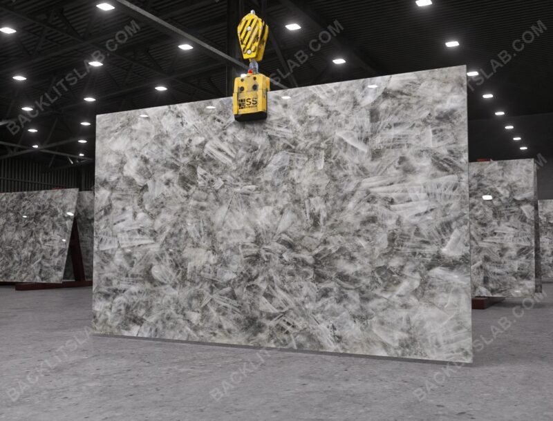 Crystal Clear White Quartz Backlit Slab