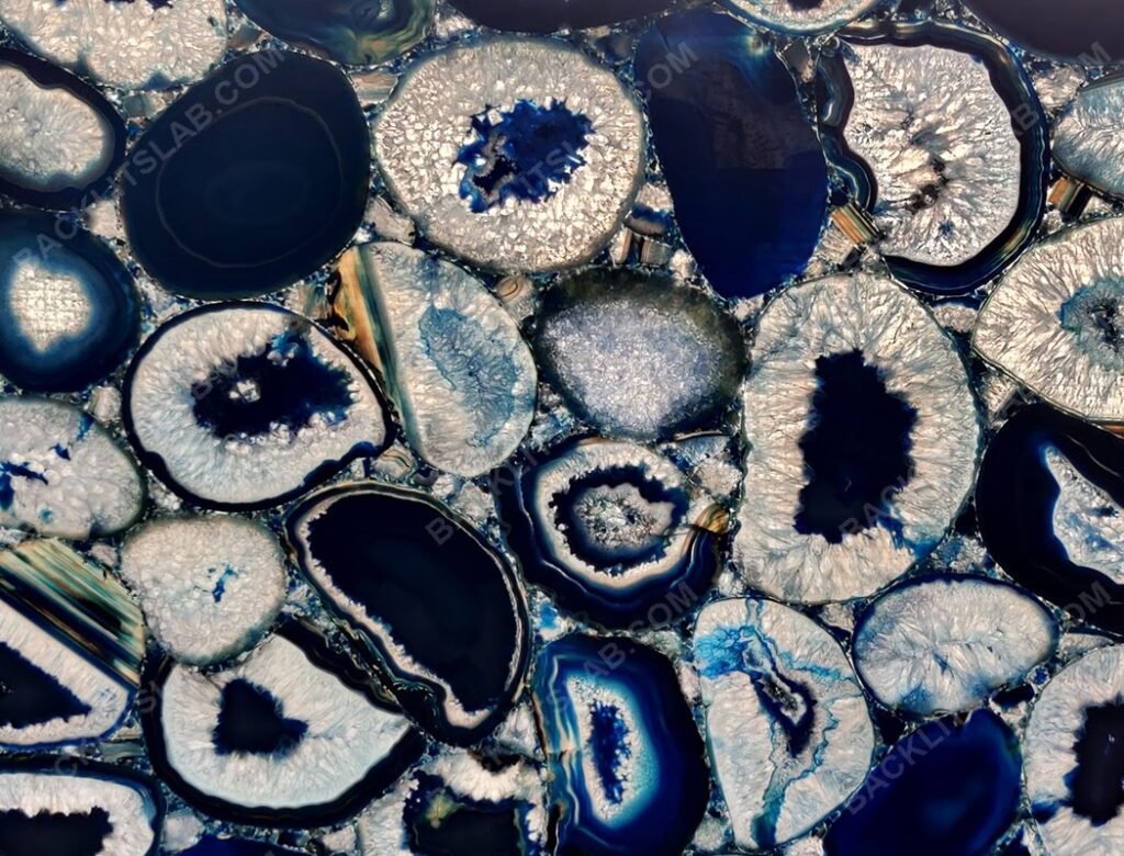 Ice Blue Crystal Agate Backlit Feature
