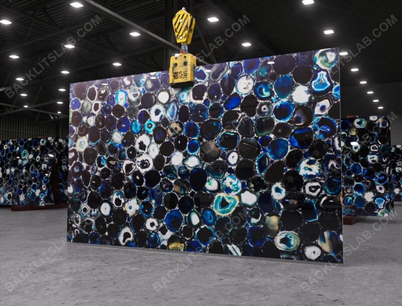 Indian Blue Agate Backlit Slab