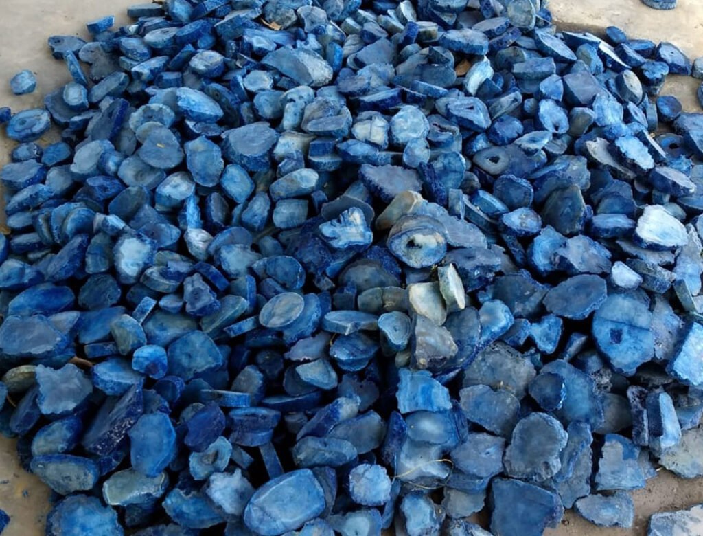 Indian Blue Agate Rough Stone Slices