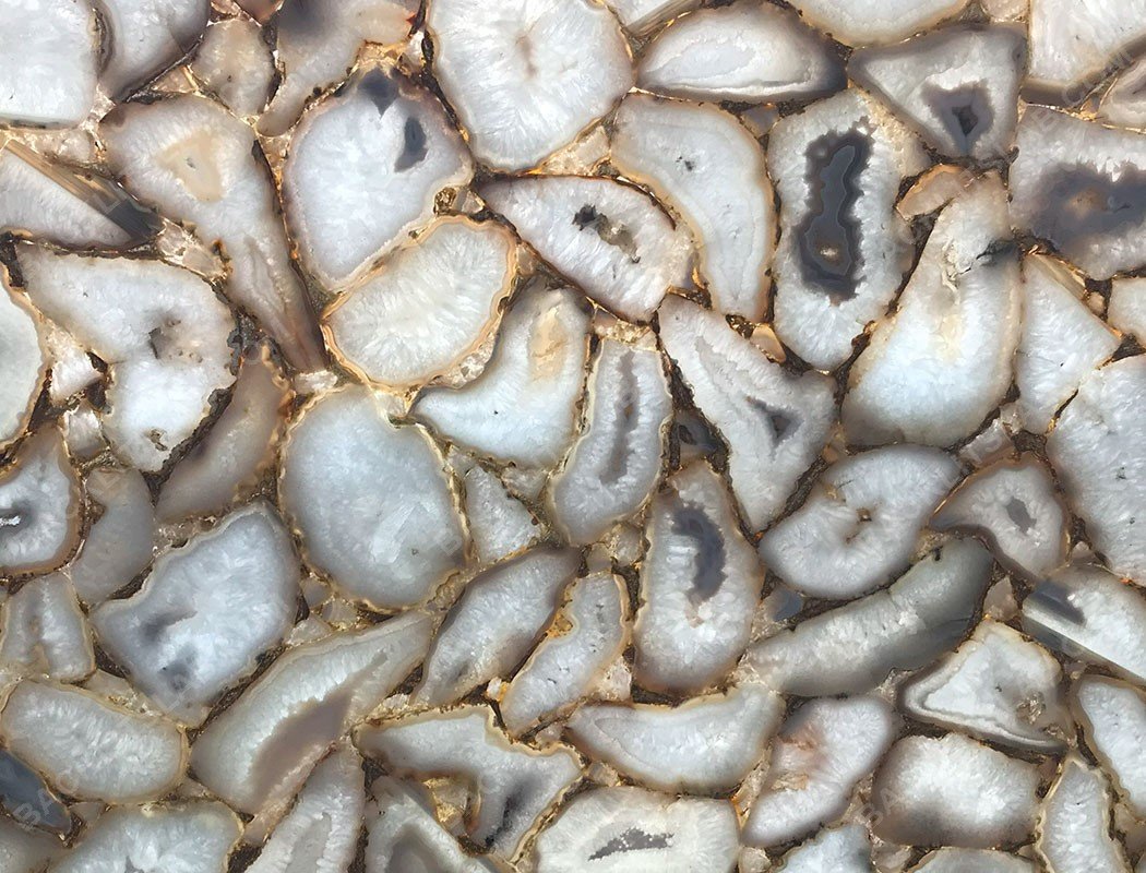White Agate Gold Fill Backlit Feature