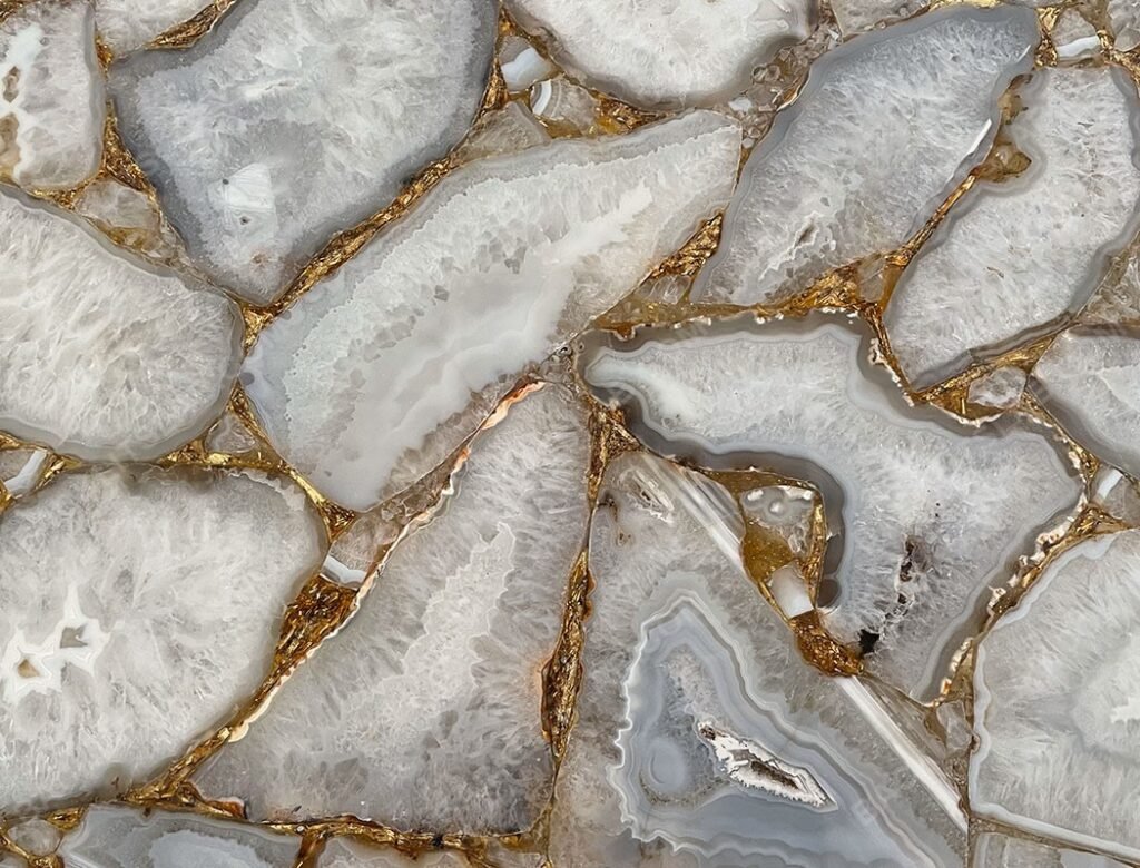 White Agate Gold Fill Premium Quality