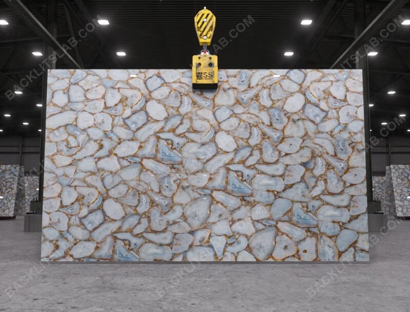 White Agate Golden Fill Backlit Slab