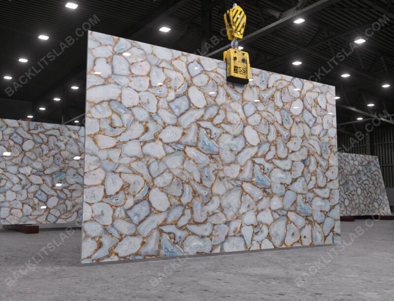 White Agate Golden Fill Backlit Slab