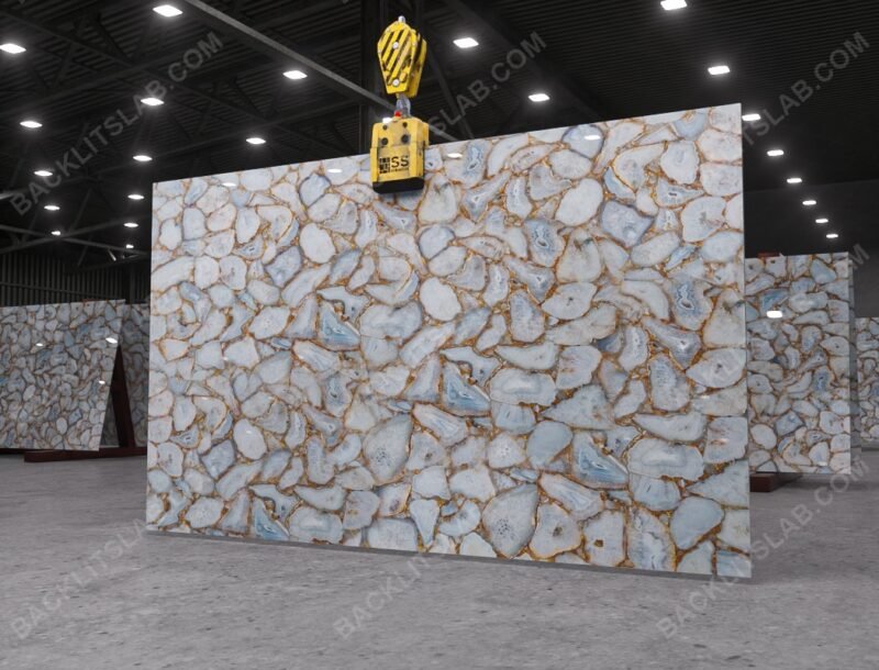 White Agate Golden Fill Backlit Slab